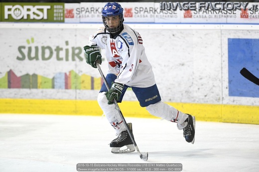 2016-10-15 Bolzano-Hockey Milano Rossoblu U16 0741 Matteo Quartuccio